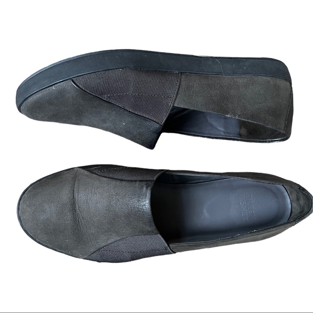 EILEEN Fisher brown elastic slip on leather loafer womens 8
